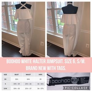 BNWT BOOHOO WHITE HALTER JUMPSUIT